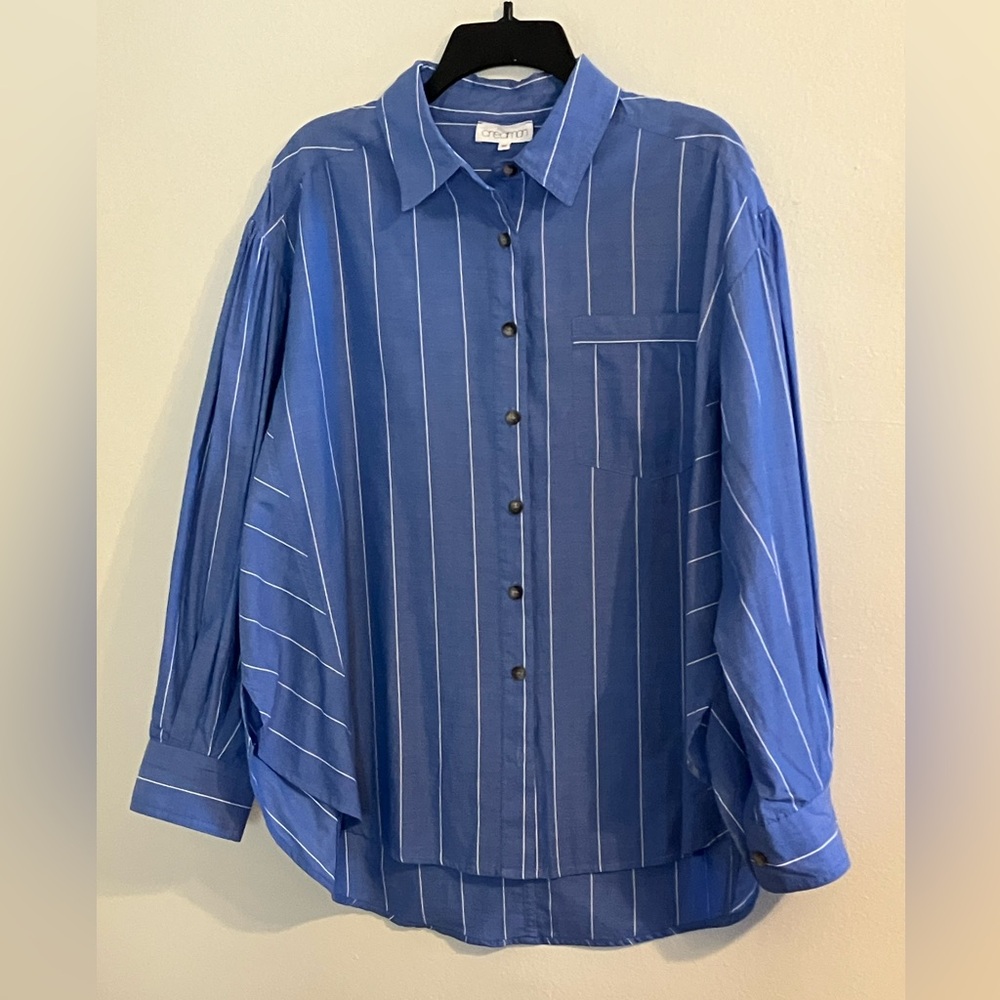 CREAMON blue stripe button up sz M